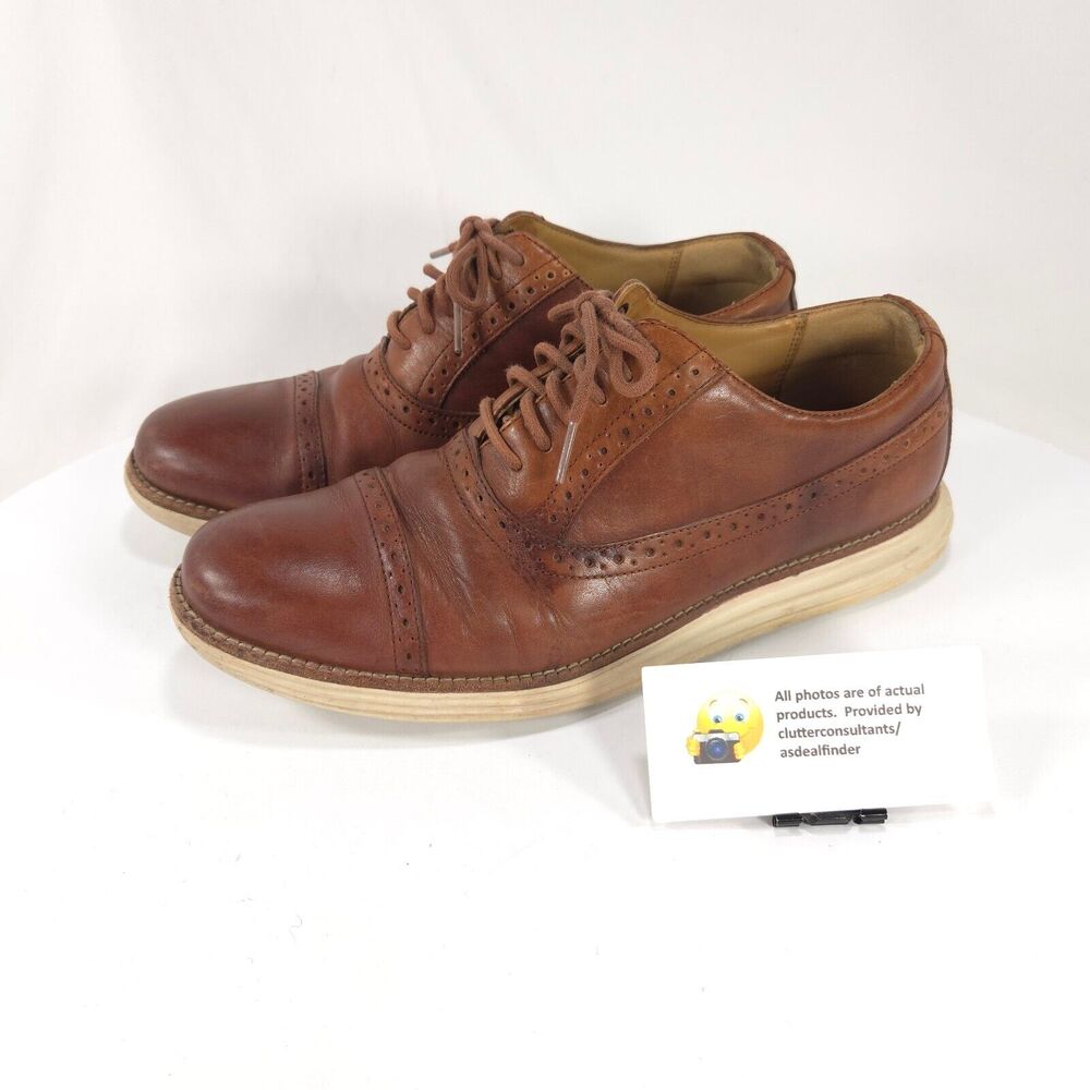 Cole Haan Lunargrand Leather Lace Up Shoe Mens Size 8.5 C12611 Brown White